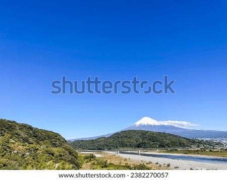 Fuji River and Mt.Fuji, Fuji City, Shizuoka Prefecture, Japan