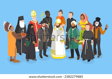 3D Isometric Flat Vector Set of People Of Different Religious Royalty-Free Stock Photo #2382279885