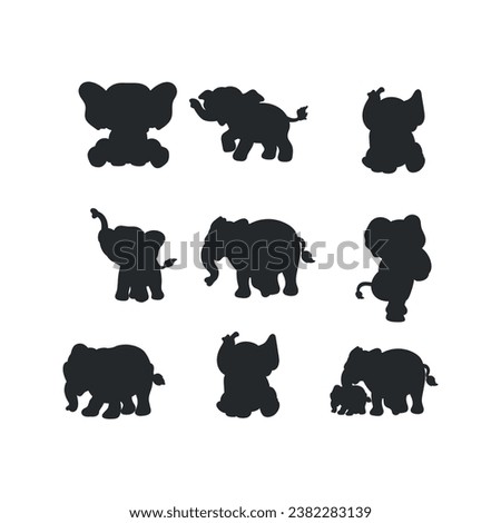 Elephant coloring page for kids Hand drawn elephant outline illustration, Set of elephant character silhouette
