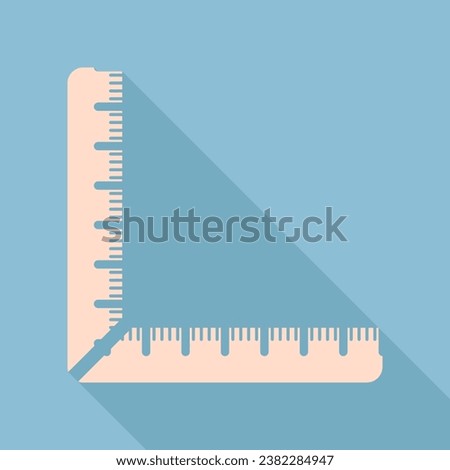 Ruler sign. Unbleached silk Icon with very long shadow at dark sky blue background. Illustration.