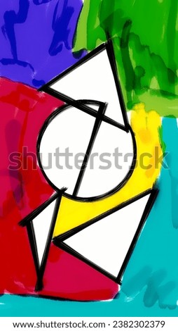 Geometrical shapes with painting abstract artwork