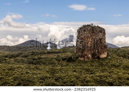Rock tower in the Hell's Gate National Park, Kenya Royalty-Free Stock Photo #2382316925
