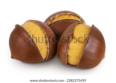 roasted chestnut isolated on white background wit full depth of field. Royalty-Free Stock Photo #2382375459