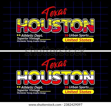 Houston urban line lettering sports style vintage college, typography, for t-shirt, posters, labels, etc.