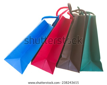 four shopping  bags  isolated on white backgroud