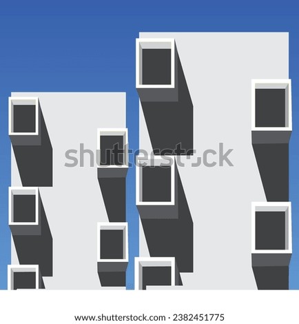illustrator minimal building Construction Design with five doors in the sky