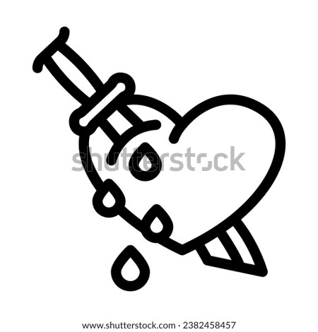 heart tattoo art vintage line icon vector. heart tattoo art vintage sign. isolated contour symbol black illustration