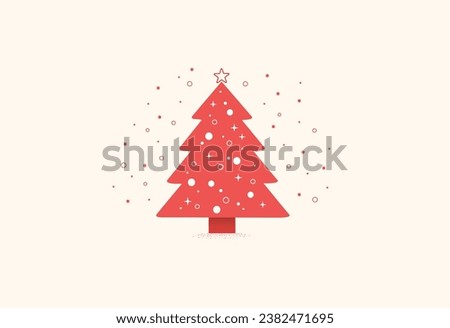 minimal red Christmas tree vector illustration