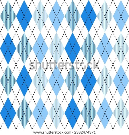 Blue argyle pattern. Argyle vector pattern. Argyle pattern. Seamless geometric pattern for clothing, wrapping paper, backdrop, background, gift card, sweater.