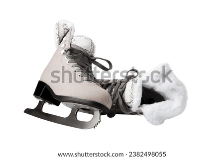 ice skates isolated, pair of boots with blades for figure skating