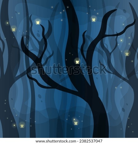 Fantasy Fairy Mystical Forest Dark Illustration Abstract Background Vector