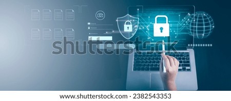 Security password login online Cyber data protection Internet security privacy internet technology concept on virtual screen and data protection hacker alert after a cyber attack on the network. 