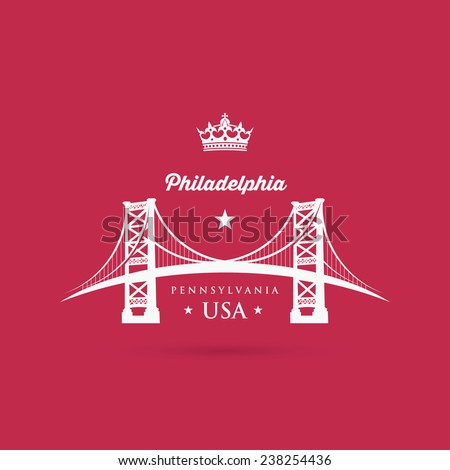 Philadelphia symbol - Benjamin Franklin Bridge - vector illustration