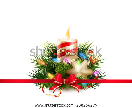 Christmas still life with candles and balls. EPS 10 vector file included