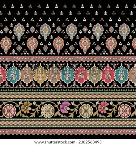 Digital Textile Panel Border for Pakistani Textile Kurti Design Royalty-Free Stock Photo #2382563493