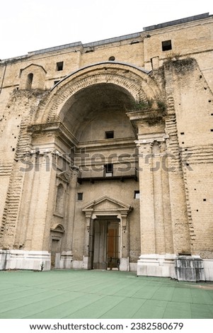 Inside and Facade of the eighteenth-century Real Albergo dei Poveri from the Real Orto Botanico, Naples, Italy Royalty-Free Stock Photo #2382580679