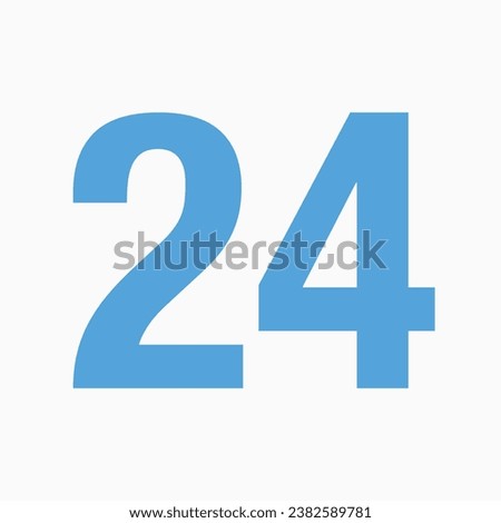 Flat Blue colour Number Isolated On White Background