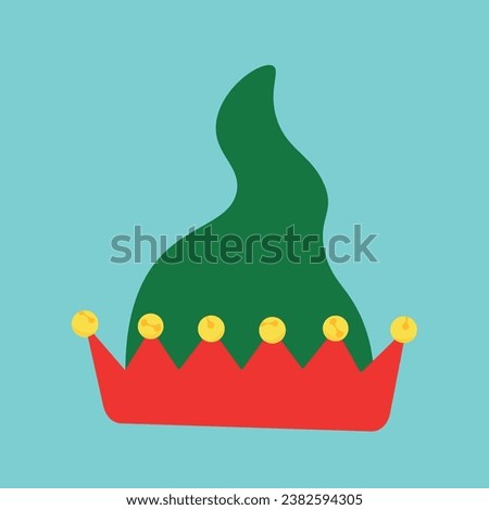 Christmas elf's hat on blue background