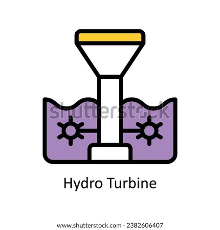 Hydro Turbine vector Filled outline Design illustration. Symbol on White background EPS 10 File 