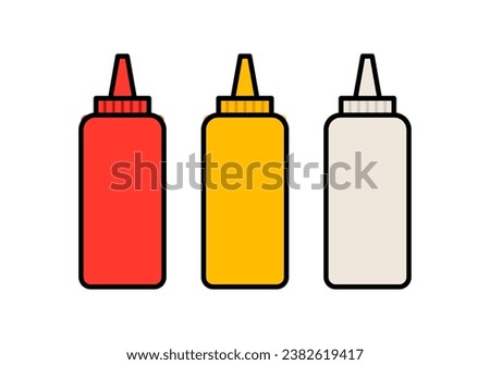 Cartoon Condiment Bottles Vector Illustration