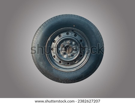 To create an image concept for "Old Tires, Safety Isolated from the Background with Clipping Path," you can describe it as follows