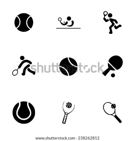 Vector tennis icon set on white background