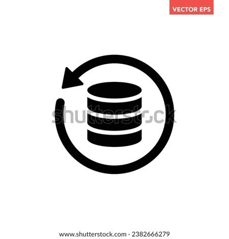 Black single database restore, simple data update flow arrow flat design vector pictogram, infographic interface elements for app logo web button ui ux isolated on white background Royalty-Free Stock Photo #2382666279