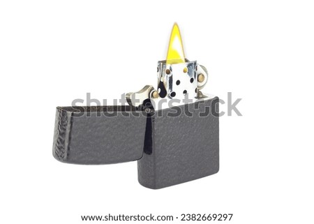 Metal lighter, petrol lighter isolated from background