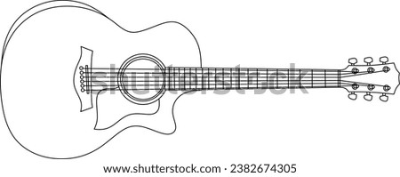 Acoustic guitar line art for coloring book page