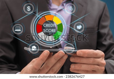 Excellent credit score with young man in the night