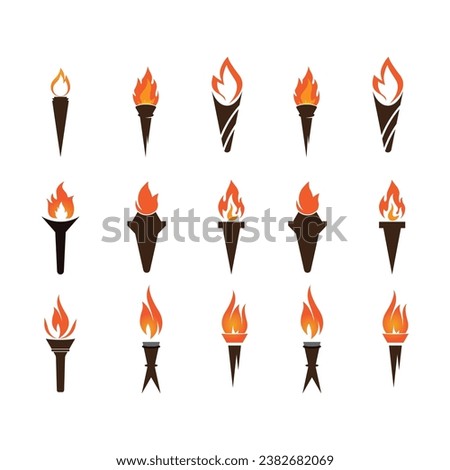 set of logo fire torch vector icon