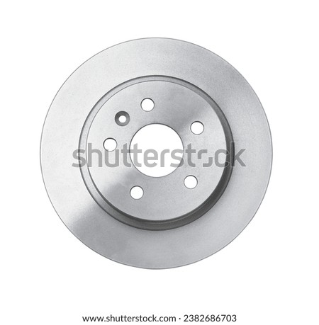 Front view of single car brake disk isolated on white