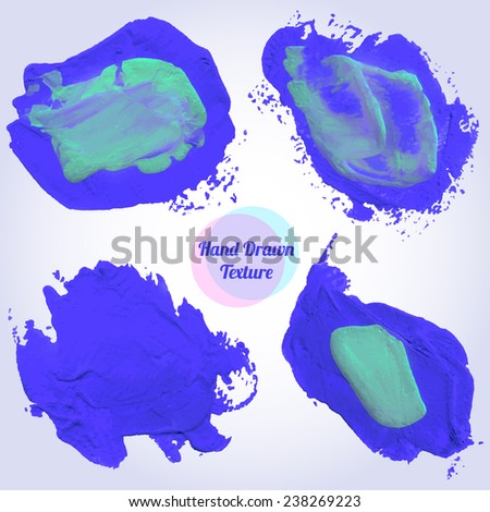 Set of blue painted splotches. Vector illustration