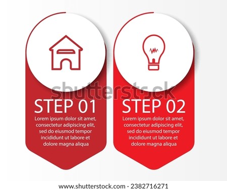 2 step infographic, simple infographic design consisting of two interrelated parts, circle design combined with lines, icons and colors, good for your business presentation