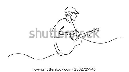 Man Playing Guitar Oneline Continuous Single Line Art Editable Line