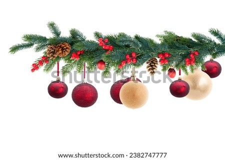 Christmas garland on isolated white background