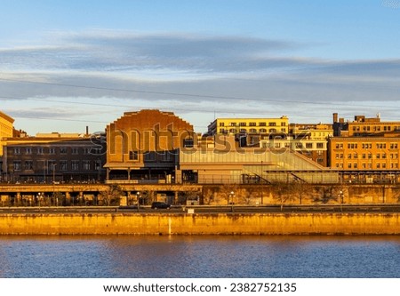 Early morning cityscape of St Paul Minnesota and Mississippi river by Union Depot