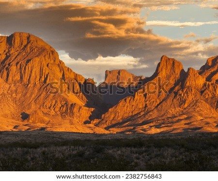 Chisos mountains near sunset in Big Bend N.P.
 Royalty-Free Stock Photo #2382756843