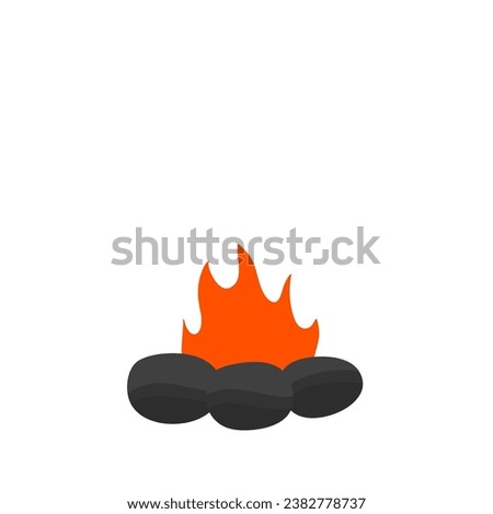 Burning Bonfire. Vector Illustration of Bonfire and Rocks. Bonfire Design Element