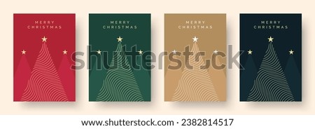 Christmas Card Vector Design Template. Set of Christmas Card Designs with Geometric Christmas Tree Illustration. Merry Christmas Greeting Card Concepts Royalty-Free Stock Photo #2382814517