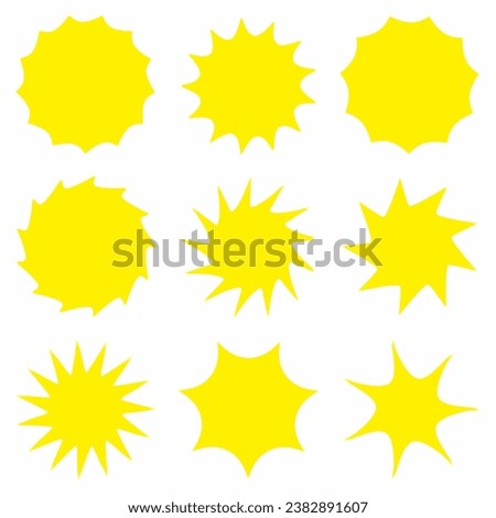 Simple sun shape vector set.