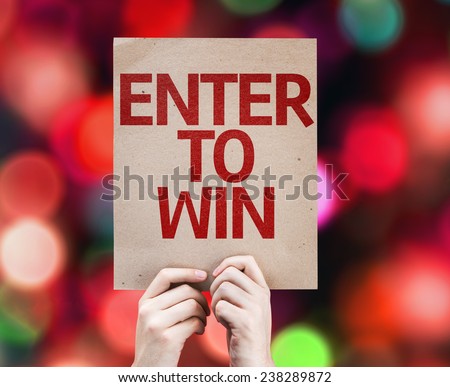 Enter to Win card with colorful background with defocused lights