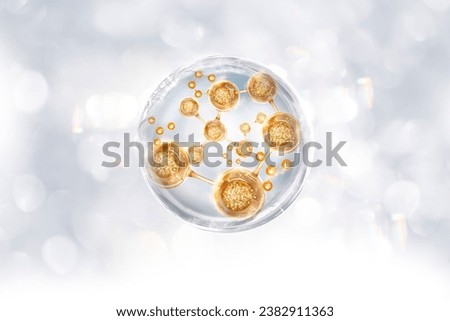 oil serum and molecule background Royalty-Free Stock Photo #2382911363