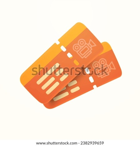 3d movie, theatre show pair or couple of tickets icon, isolated on background. 3d rendered ticket symbol in minimal style. Vector illustration.