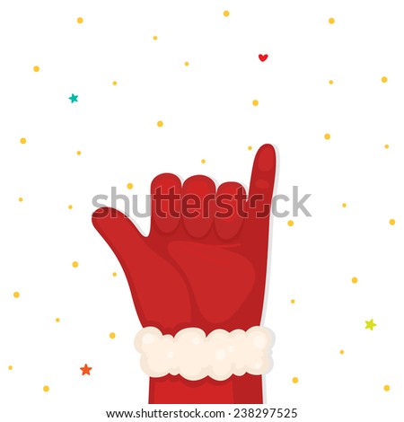 Christmas illustration with hand, gesture, vector.