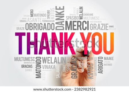 Thank You word cloud in different languages, concept background Royalty-Free Stock Photo #2382982921