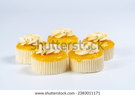 cupcake with cream on white background.