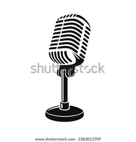 Retro, Vintage Microphone Icon on White Background. Vector.