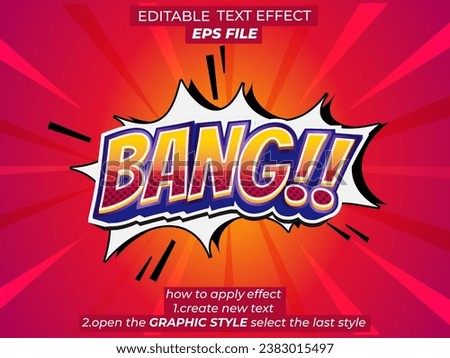 bang comic style text effect, font editable, typography. vector template
