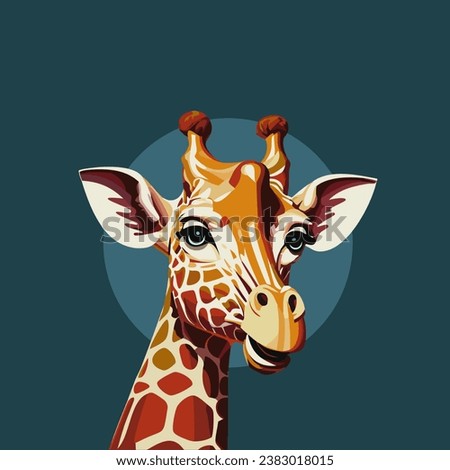 Bright and attractive, realistic close-up of a giraffe from the zoo. On a t-shirt